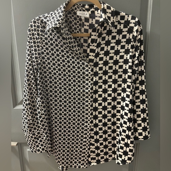 Black and white geometric button up - Picture 1 of 2